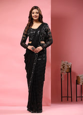 Sedative Looking Black Colour Saree